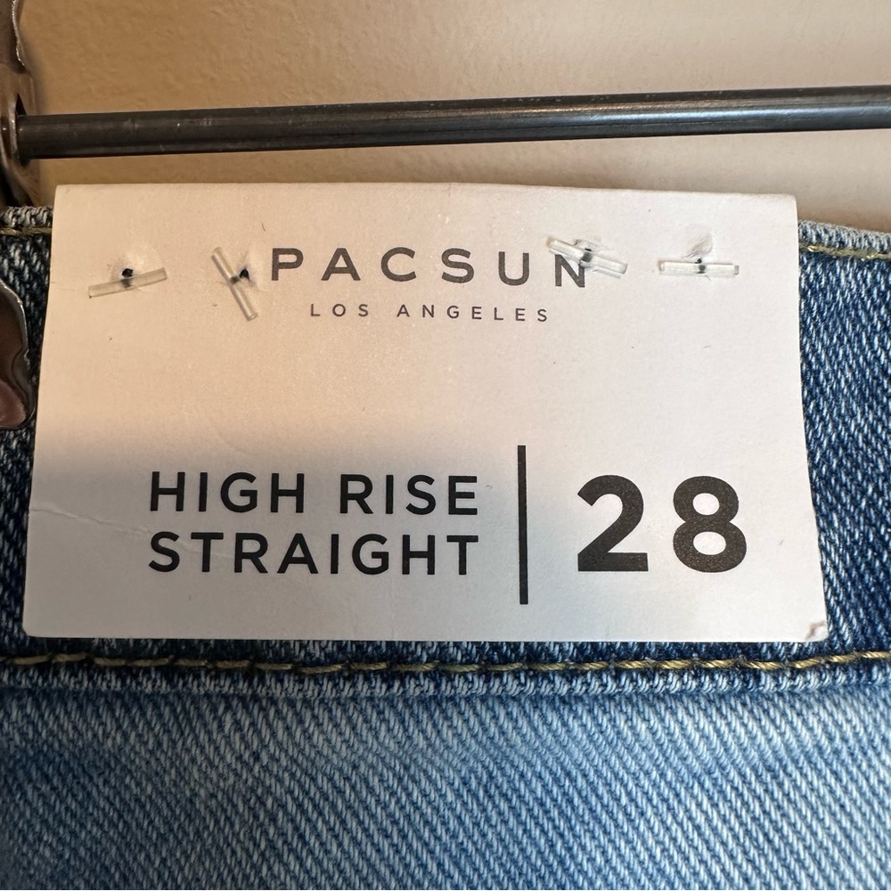 New Pacsun Jeans Women Size 28 Blue High Rise Straight Pockets Buttony Fly Denim - Picture 7 of 16